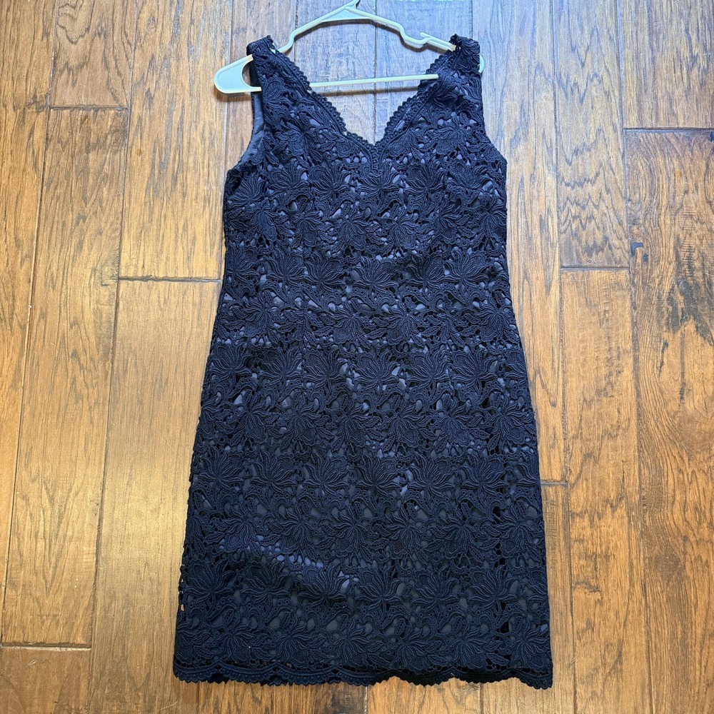 Ann Taylor Dress Womens 10 Black Lace Sleeveless Sheath Cocktail Party NWT